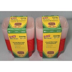 2 NEW Limited Edition Crayola Retired Colors Glad Take-Aways Orange Red Storage